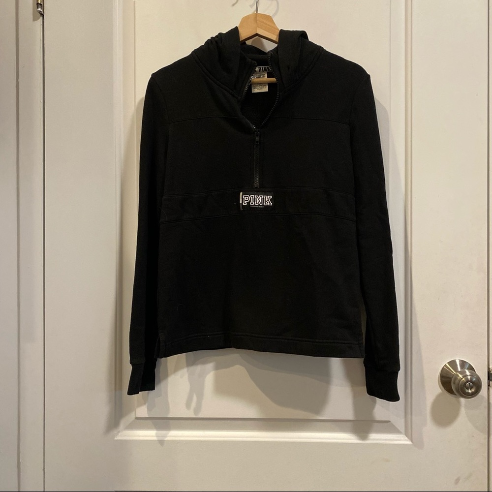 Victoria’s Secret PINK Black Hooded Zip-Up Pullover - Picture 2 of 3